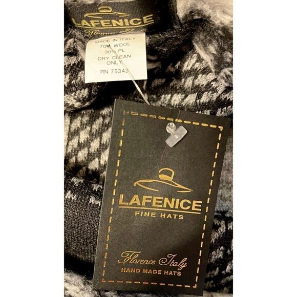 Lafenice Black-Cream Plaid Handmade Italy Wool Floral Side Accent Newsboy Hat main image 5